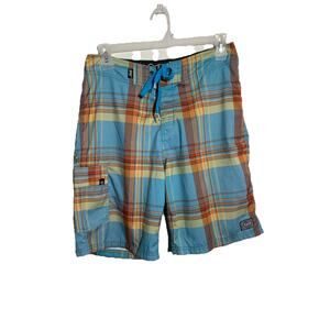 Mayhem Lost Enterprises Board Shorts Mens 33 Black Sheep Plaid Surf Swim 10"